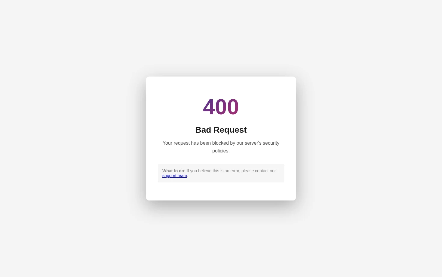 400 Bad Request 页面快照